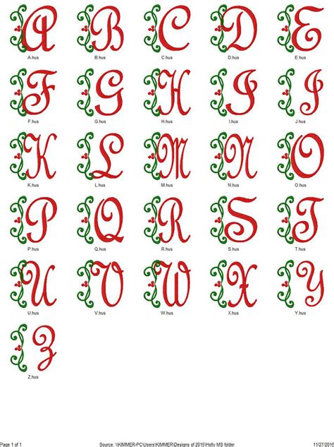 Christmas Monogram Embroidery Designs Hand Embroidery