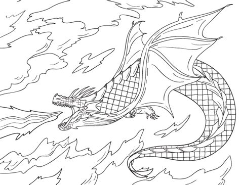 Free printable fire-breathing dragon coloring page. Download it from
