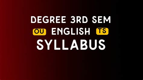 Degree 3rd Sem English Syllabus Telangana
