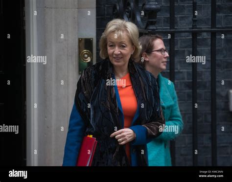 andrea leadsom leader of the house of commons leaves number 10 downing street after a cabinet