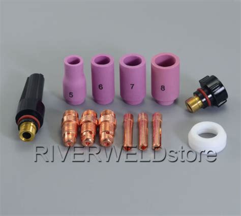 Tig Stubby Collet Body Alumina Nozzle Kit Fit Wp Tig Welding