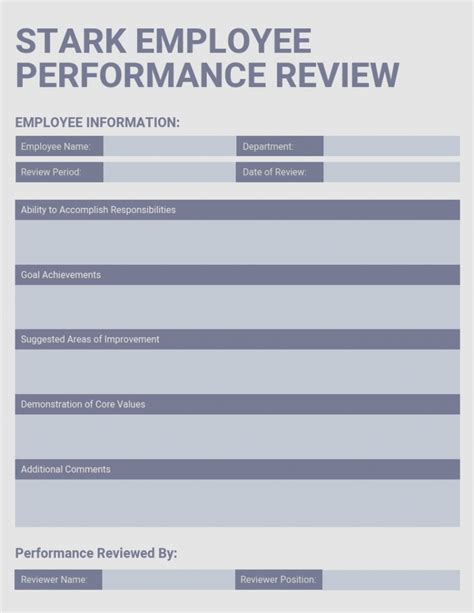 √ Free Printable Employee Review Template