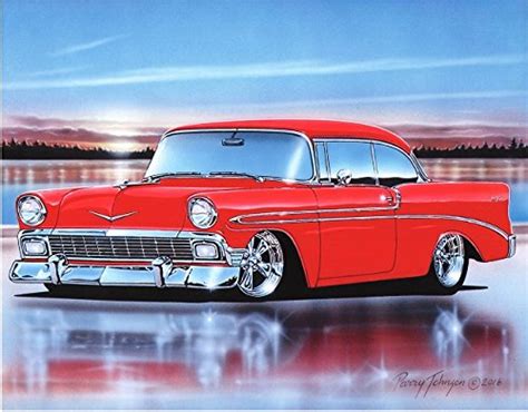 Buy 1956 Chevy Bel Air 2 Door Hardtop Hot Rod Car Art Print Red 11x14