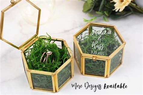 Personalized Glass Ring Box Gold Ring Box Laser Engraved Glass Ring Box Ring Bearer Box