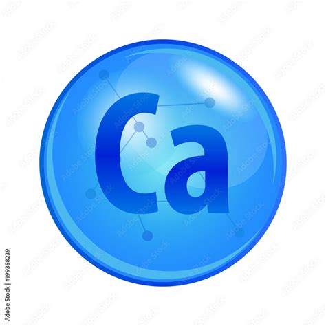 Mineral Calcium Capsule Vector Icon For Health Blue Shining Vitamin