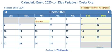Calendario 2020 Para Imprimir Costa Rica Calendario 2019