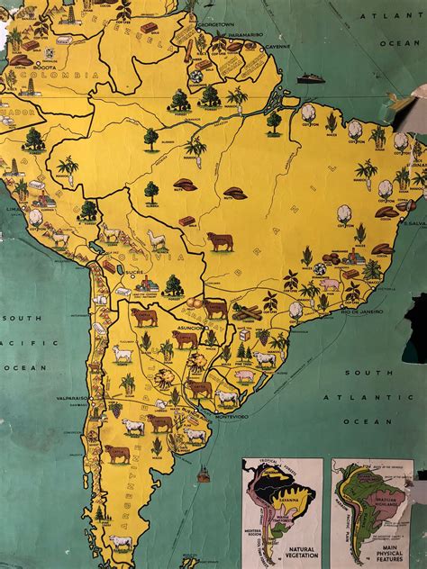 South American Map Vintage Posters
