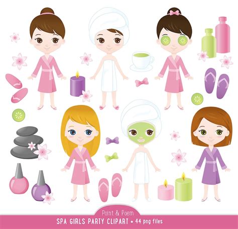 Spa Clip Art Commercial Use Spa Girls Clip Art Cute Spa Etsy