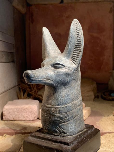 Egyptian Statue Art Anubis Bust Replica Mummification God Jackal