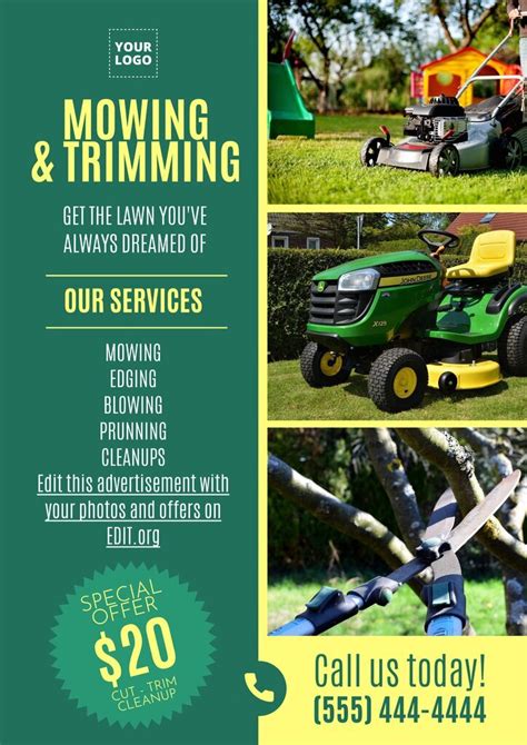 lawn mowing poster templates for new clients