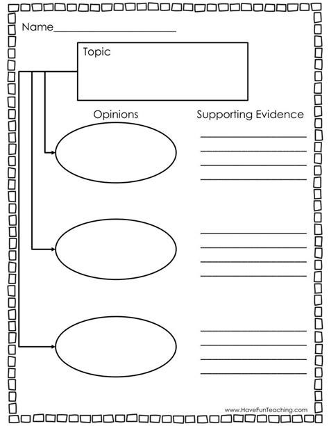 Topic Opinion And Supporting Evidence Graphic Organizer Worksheet By