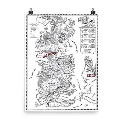 Game Of Thrones Map Westeros Fan Art Giclée Watercolour And Etsy