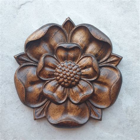 Tudor Rose Wood Carving English Yorkshire Carved Rosette Decor Etsy Uk
