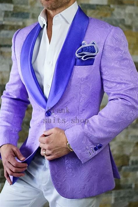 2019 Custom Made Groomsmen Shawl Lapel Groom Tuxedos Light Purple