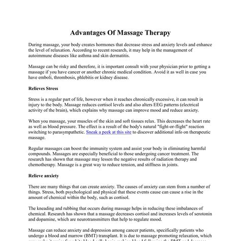advantages of massage therapy pdf docdroid