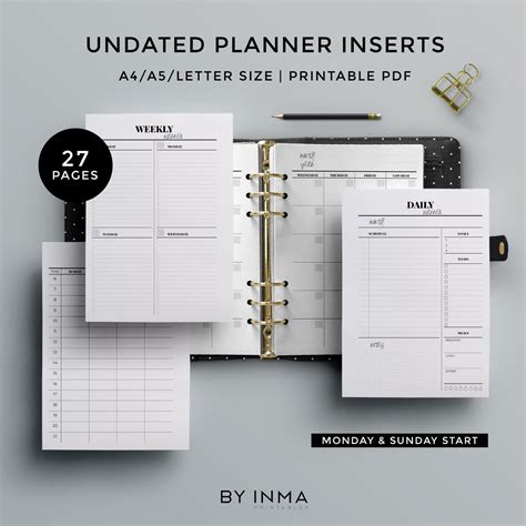 PRINTABLE planner hourly undated: daily planner, weekly planner, monthly planner, yearly planner ...
