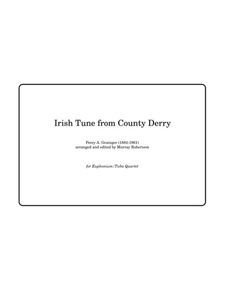 Irish Tune From County Derry Tubaeuphonium Quartet Arr Murray