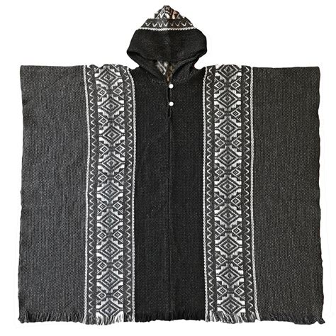 Llama Wool Mens Unisex South American Handwoven Poncho Cape Coat Jacket