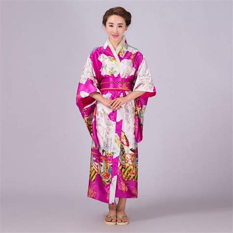 Buy Hot Pink Japanese Traditional Woman Silk Kimono