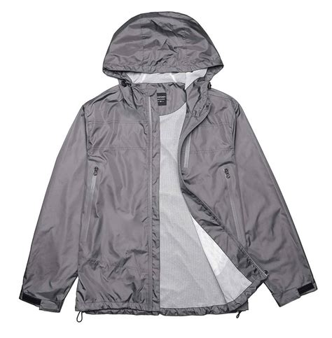 Mens Lightweight Outdoor Waterproof Rain Jacket Packable Hooded Sports