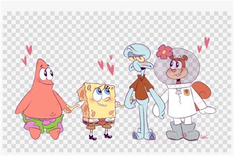 Krabs spongebob squarepants spongebob's skeleton squidward tentacles caveman. Spongebob Holding Hands Clipart Sandy Cheeks Squidward ...