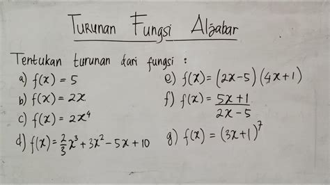 Soal Dan Pembahasan Fungsi Turunan Aljabar Dasar Teori IMAGESEE