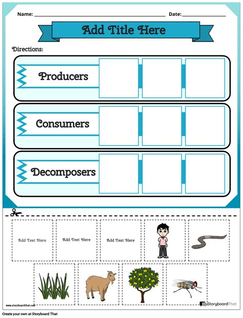 Defining Producers Consumers And Decomposers Cut And Glue Worksheet