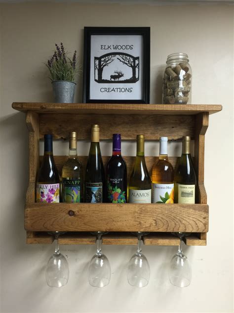 Wine glass holder for wall. Wooden wine rack Wine rack Wine glass rack. Country decor.