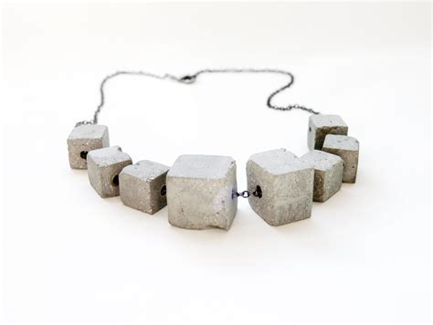 Multi Block Concrete Necklace Cement Jewelry