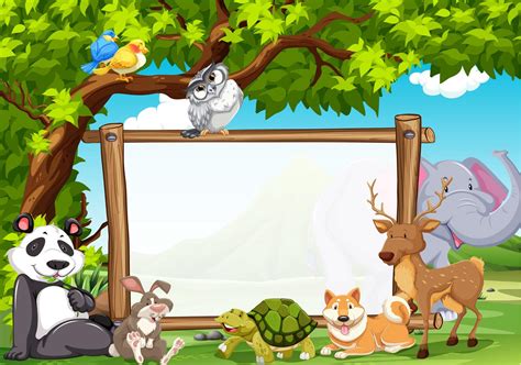 Board Template With Wild Animals In Zoo 455762 Vector Art At Vecteezy