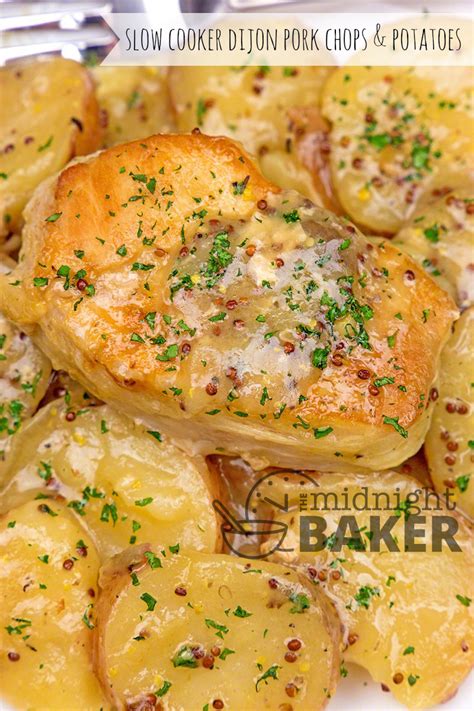 There's room on the tray and i love the way the potatoes are crispy on top, and the underside absorbs the flavour and end up almost glazed! Slow Cooker Dijon Pork Chops & Potatoes - The Midnight Baker