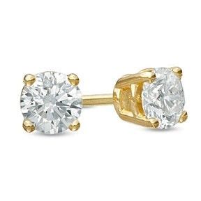 1 2 Ct Natural Diamond Solitaire Stud Earrings In 14K Gold Solitaire