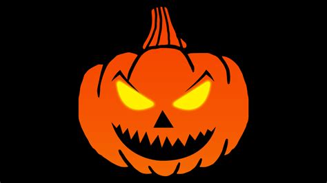 Pumpkin Halloween Glowing Eyes Black Background 1920x1080