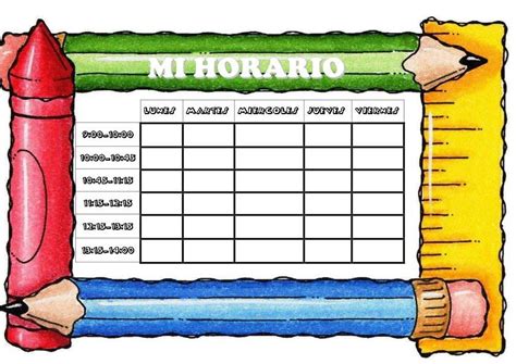 Plantillas De Horarios Plantilla Horario Escolar Horario Escolar