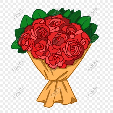 Lukisan Sejambak Bunga Drawing Valentine S Day Rose Flower Bouquet Psd Png Images Free
