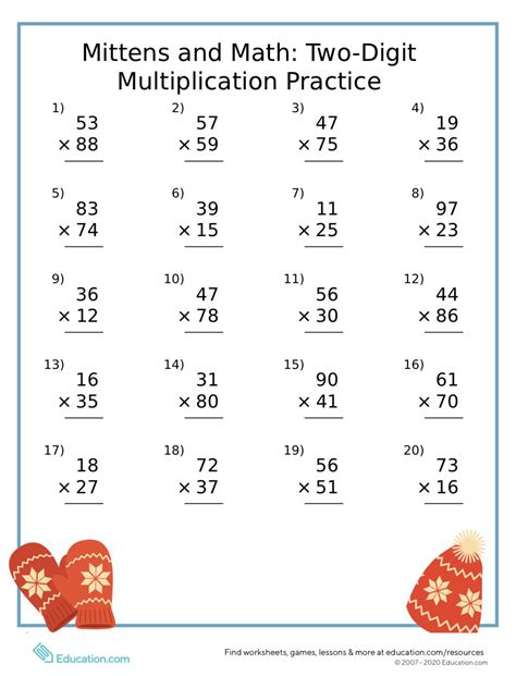 Free Double Digit Multiplication Worksheets