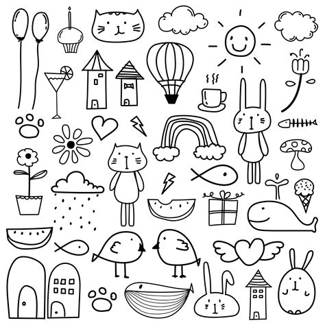 Hand Drawn Doodle Kids Clipart Doodle Clipart For Kids Etsy Easy