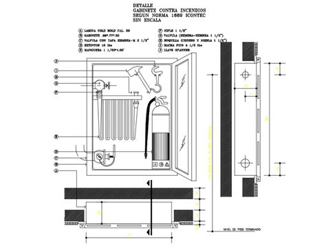 Fire Cabinet Section Cad Drawing Details Dwg File Cadbull