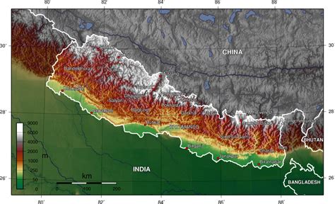 Landkarte Von Nepal Topographische Karte Karten Und