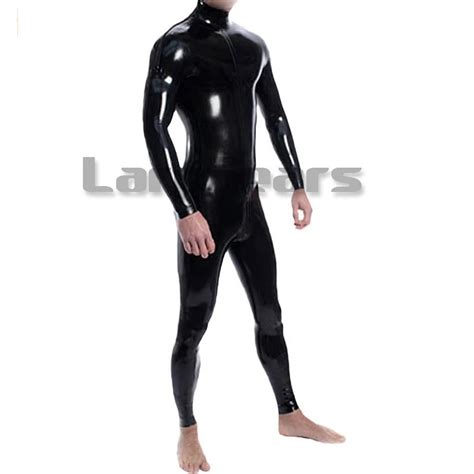 High Quality Mens Latex Bodysuits With Shoulder Zippers Rubber Crotch