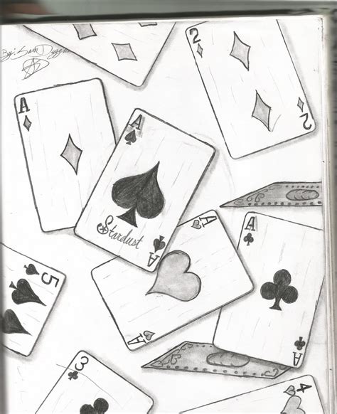 A Drawing Of Playing Cards With Ace And Spades