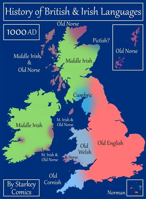 Languages of Britain & Ireland, circa 1000 AD. : MapPorn