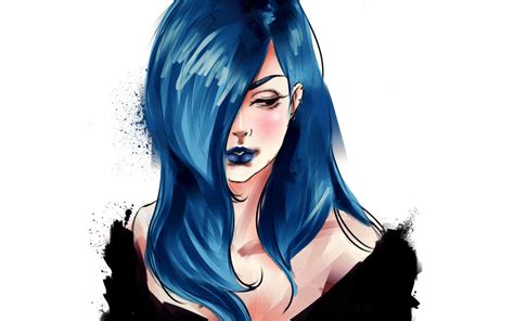 Anime Blue Hair Demi Lovato Drawing Girl Hd Illustration Music Wallpapers Hd Desktop