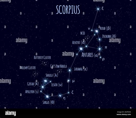Scorpius Le Scorpion Constellation Vector Illustration Avec Les Noms