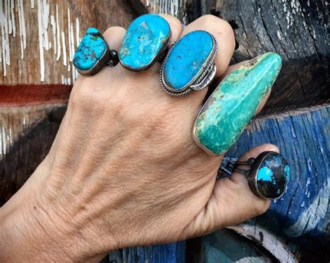 Matrixed Real Turquoise Ring For Women Size 6 Navajo Native America