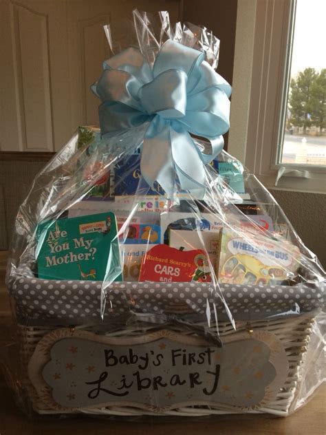 I put everything in order depending on recommended baby's age and the type of the gift. Baby's First Library | Baby shower baskets, Baby boy gift ...