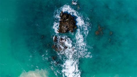 Download Wallpaper 2560x1440 Ocean Island Aerial View Sand Beach