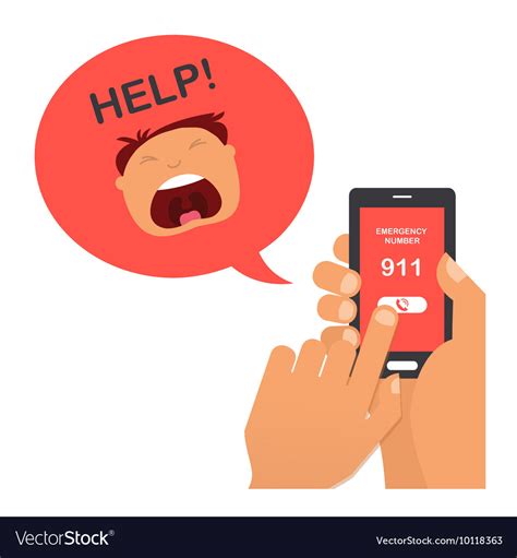Hand Press Emergency Number 911 On A Mobile Phone Vector Image