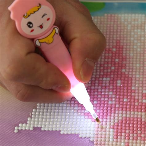 5d Diy Diamond Painting Cross Stitch Tool Shining Drill Pen With Light
