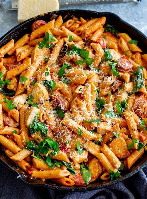 Perfect for a weeknight dinner or easy entertaining. This Easy Creamy Tomato Chicken and Chorizo Pasta takes ...